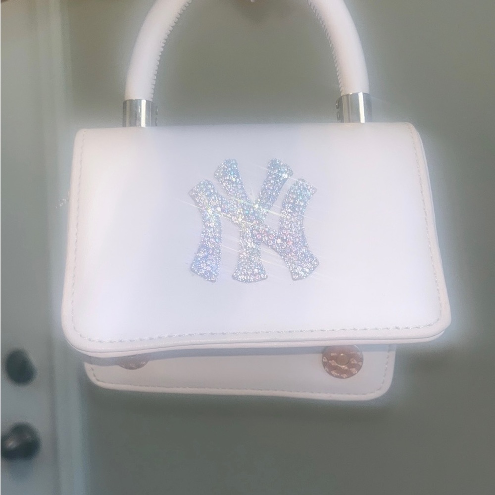 Rhinestone studded mini handle bag